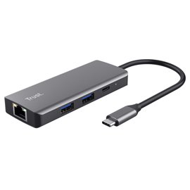 Adattatore multiporta Dalyx - USB-C 6 in 1 - alluminio - argento - Trust