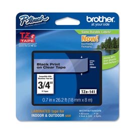 Brother - Nastro - Nero/Trasparente - TZE141 - 18mm x 8mt