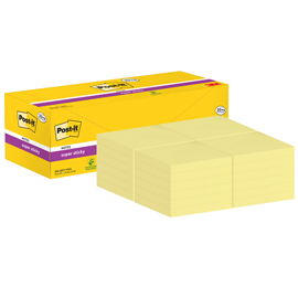 Blocco foglietti Post it  Super Sticky - 654-SSCY-VP24 - 76  x 76 mm - giallo Canary - 90 fogli - Post it  - conf. 24 blocchi