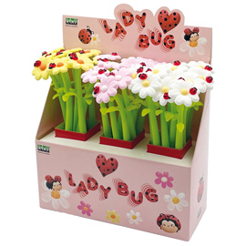 Penne a sfera Lady Bug Flexi - con fusto flessibile - fantasie assortite - Lebez - expo 30 pezzi