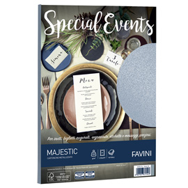 Carta metallizzata Special Events - A4 - 250 gr - argento - Favini - conf. 10 fogli