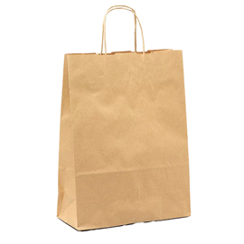 Shopper - maniglie cordino - 18 x 8 x 24 cm - carta biokraft - avana - Mainetti Bags - conf. 25 pezzi