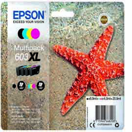 Epson - Multipack Cartucce Ink - 603XL - C/M/Y/K - C13T03A64010 - C/M/Y 4ml cad / K 8