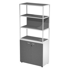 Libreria alta metal + armadio basso Essence - 90 x 46 x 204 cm - Bianco/bianco/antracite/bianco - Artexport