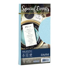 Busta Special Events metal - azzurro - 110 x 220mm - 120gr - Favini - conf. 10 buste