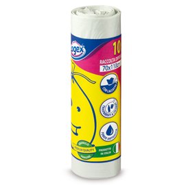 Sacchi per immondizia - 70x110 cm - 120 L - 16 micron - bianco - Logex Professional - rotolo da 10 sacchetti