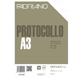 Foglio protocollo - A4 - uso bollo - 60 gr - Fabriano - conf. 200 pezzi