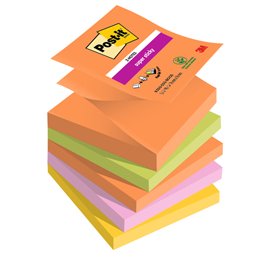 Blocco Post it  Super Sticky Z Notes - R330-5SS-BOOS - 76 x 76 mm - colori Boost - 90 fogli - Post it  - conf. 5 pezzi