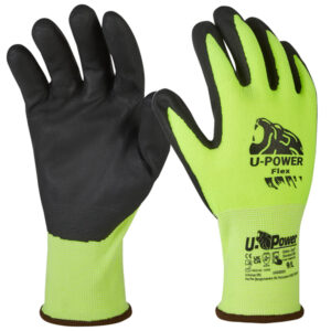 Guanti di protezione FLEX - con polsino marrone - taglia 09 - verde fluo/nero - U-Power