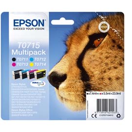 Epson - Multipack Cartuccia ink - C/M/Y/K - T0715 - C13T07154012 - C/M/Y 5