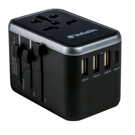 Verbatim - Adattatore da viaggio UTA-04 PD61W / QC / 3xUSB / 2xType-C