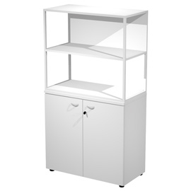 Libreria media metal + armadio basso Essence - 90 x 46 x 165 cm - Bianco/bianco/bianco/bianco - Artexport