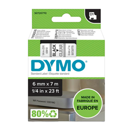 Nastro D1 436100 - 6 mm x 7 mt - nero/trasparente - Dymo