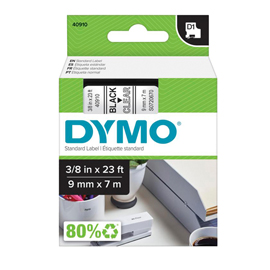 Nastro D1 409100 - 9 mm x 7 mt - nero/trasparente - Dymo