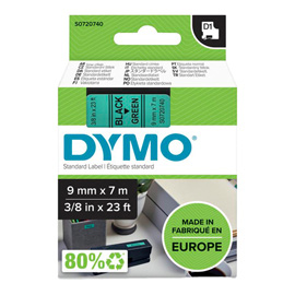 Nastro D1 409190 - 9 mm x 7 mt - nero/verde - Dymo