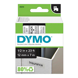 Nastro D1 450100 - 12 mm x 7 mt - nero/trasparente - Dymo