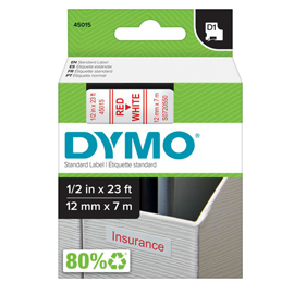 Nastro D1 450150 - 12 mm x 7 mt - rosso/bianco - Dymo