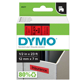 Nastro D1 450170 - 12 mm x 7 mt - nero/rosso - Dymo