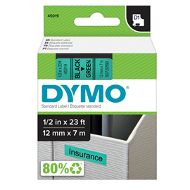 Nastro D1 450190 - 12 mm x 7 mt - nero/verde - Dymo