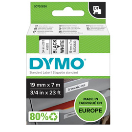 Nastro D1 458030 - 19 mm x 7 mt - nero/bianco - Dymo