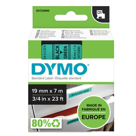 Nastro D1 458090 - 19 mm x 7 mt - nero/verde - Dymo