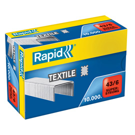 Punti Rapid Super Strong Textile - 43/6 - acciaio zincato - per tessuti - Rapid - conf. 10000 pezzi