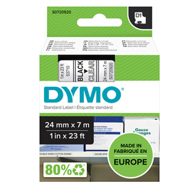 Nastro D1 537100 - 24 mm x 7 mt - nero/trasparente - Dymo