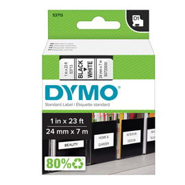 Nastro D1 537130 - 24 mm x 7 mt - nero/bianco - Dymo