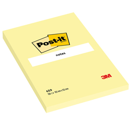 Blocco foglietti - 659 - 102 x 152 mm - giallo Canary™ - 100 fogli - Post it®