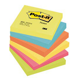 Blocco foglietti Colori Energy - 654-TFEN - 76 x 76 mm - 72 gr - colori assortiti - 100 fogli - Post it®