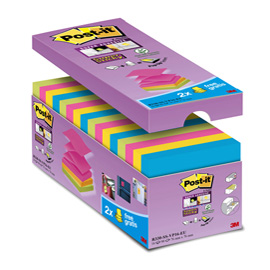 Blocchetto Post it® Super Sticky Z Notes - R-330-SS-VP16 - per dispenser - 76 x 76 mm - 90 fogli - Post it® - conf. 16 blocchi