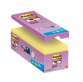 Blocco foglietti Post it® Super Sticky - 654-SSCY-VP16-EU - 76 x 76 mm - giallo Canary™ - 90 fogli - Post it® - conf. 16 blocchi