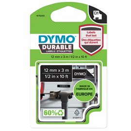 Nastro D1 Durable 1978365 - 12 mm x 3 mt - nero/bianco - Dymo