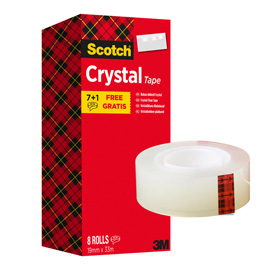 Nastro adesivo Scotch® Crystal 600 - 19 mm x 33 m - Value Pack 7+1 rotoli