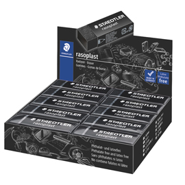 Gomma Rasoplast - 63 x 13 x 23 mm - nero per matita - Staedtler - box 20 pezzi