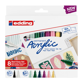 Marcatore permanente acrilico Start Easy Set Nordic - colori assortiti - Edding - conf. 8 pezzi