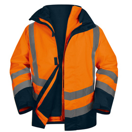 Parka 5 in 1 Optimum 3 alta visibilità - taglia L - arancio fluo - Deltaplus