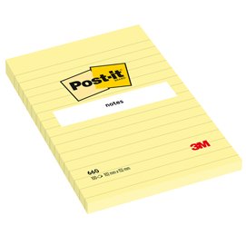 Blocco foglietti - 660 - a righe - 102 x 152 mm - giallo Canary™ - 100 fogli - Post it®