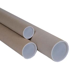 Tubo - con doppio tappo trasparente - diametro 10 cm - H 100 cm - cartone - avana - Polyedra