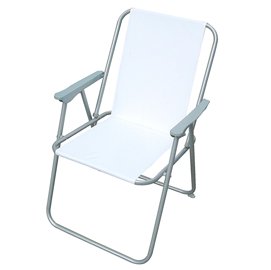 Sedia pieghevole Relax - 76 x 47 x 53 cm - acciaio verniciato/PVC - bianco - Garden Friend