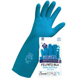 Guanti alimentari MPFB411 - in lattice felpato - taglia M - blu - Icoguanti