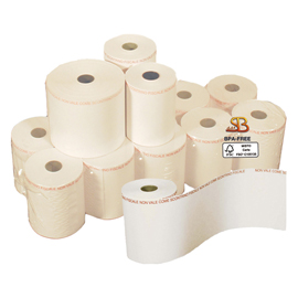 Rotolo per bilancia - 57 mm x 20 m - diametro esterno 60 mm - anima 25 mm - 112 gr - carta termica adesiva BPA free - Sabacart - blister 5 pezzi