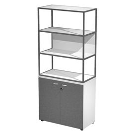 Libreria alta metal + armadio basso Essence - 90 x 46 x 204 cm - Bianco/antracite/bianco/antracite - Artexport