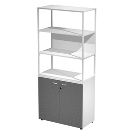 Libreria alta metal + armadio basso Essence - 90 x 46 x 204 cm - Bianco/antracite/bianco/bianco - Artexport