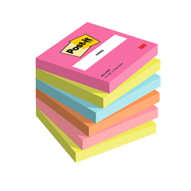 Blocco Post it® - 654-POP - 76 x 76 mm - 100 fogli - colori Popmistic - Post-it® - conf. 6 pezzi