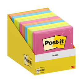 Blocco foglietti Post it®  - 76 x 76 mm - colori assortiti - 100 fogli - Post it® - conf. 10 blocchi