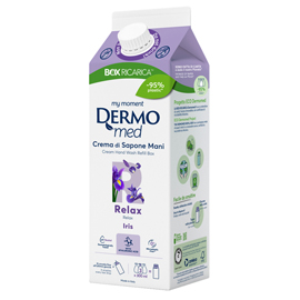 Ricarica crema di sapone mani - carton box - 900 ml - iris - Dermomed