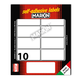 Etichette adesive - in carta - permanenti - 56 x 26 mm - 10 et/fg - 10 fogli - bianco - Markin