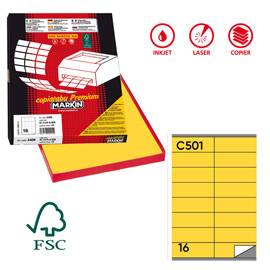 Etichette adesive C/501 - in carta - permanenti - 105 x 36 mm - 16 et/fg - 100 fogli - giallo - Markin