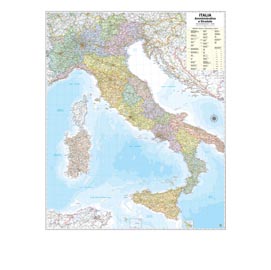 Carta geografica Italia amministrativa e stradale - murale - 97 x 122 cm - Belletti